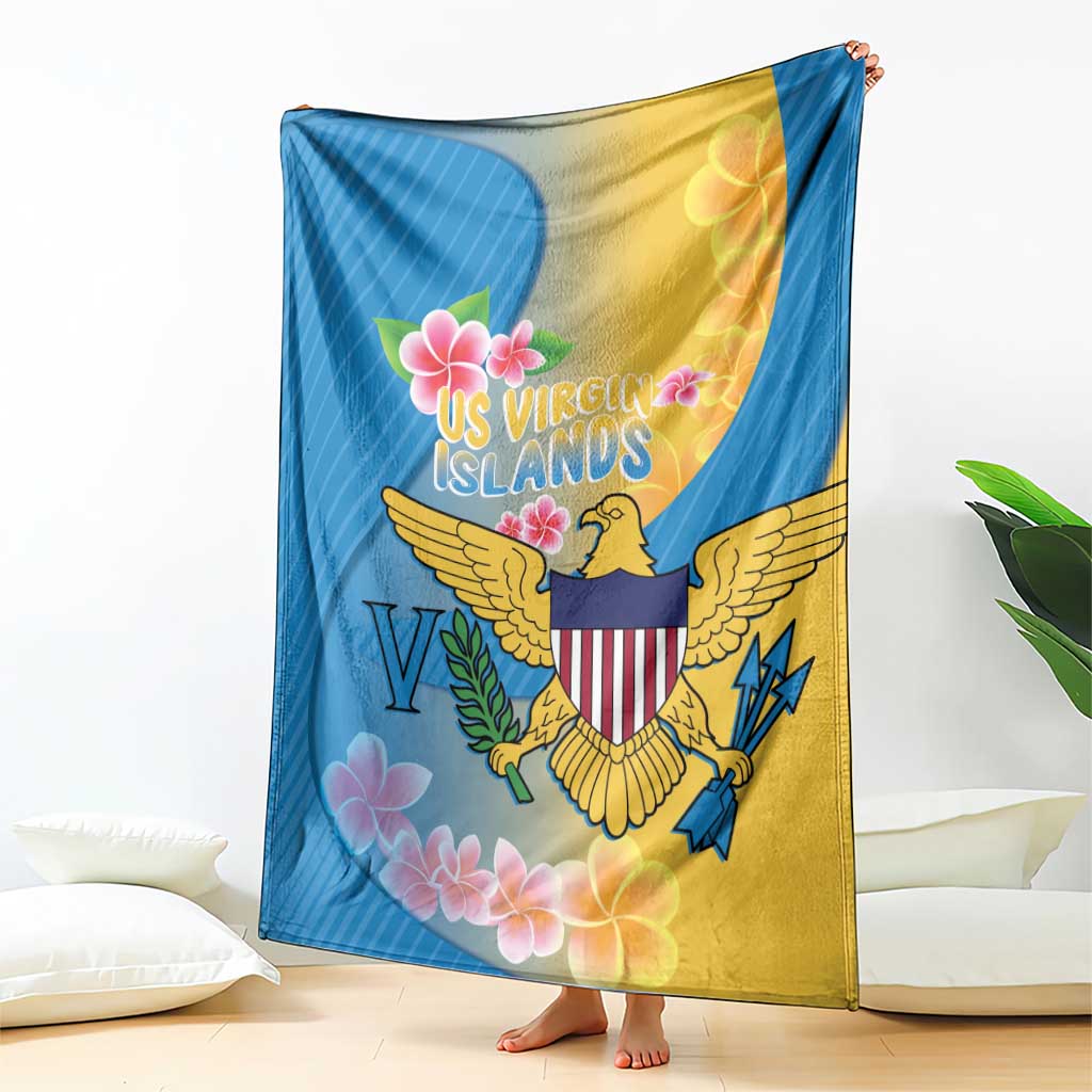 US Virgin Islands Blanket Coat of Arms Plumeria Curve Style - Wonder Print Shop