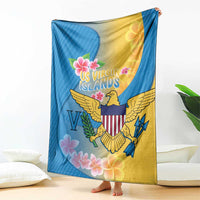 US Virgin Islands Blanket Coat of Arms Plumeria Curve Style - Wonder Print Shop