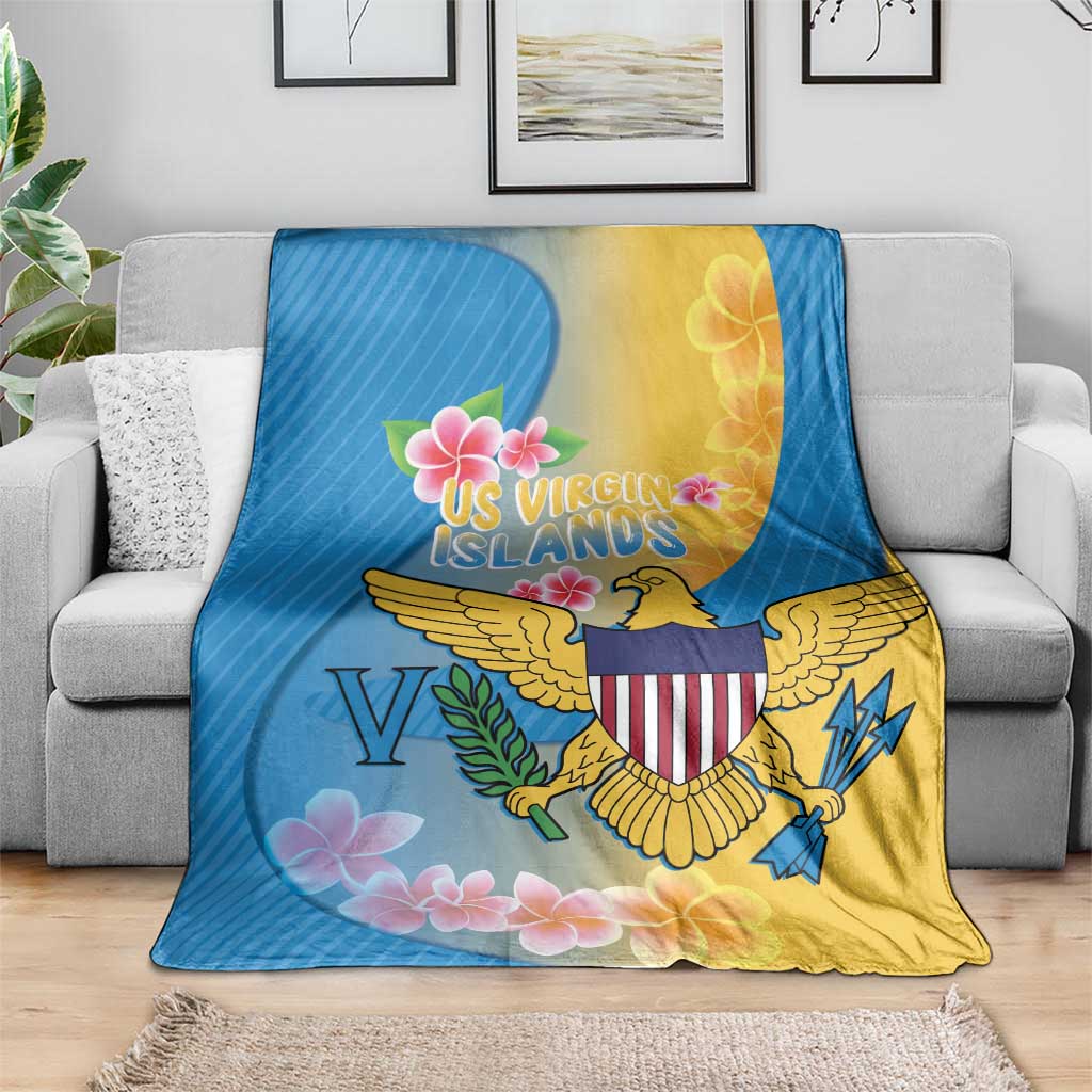 US Virgin Islands Blanket Coat of Arms Plumeria Curve Style - Wonder Print Shop