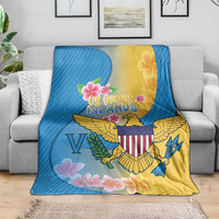US Virgin Islands Blanket Coat of Arms Plumeria Curve Style - Wonder Print Shop