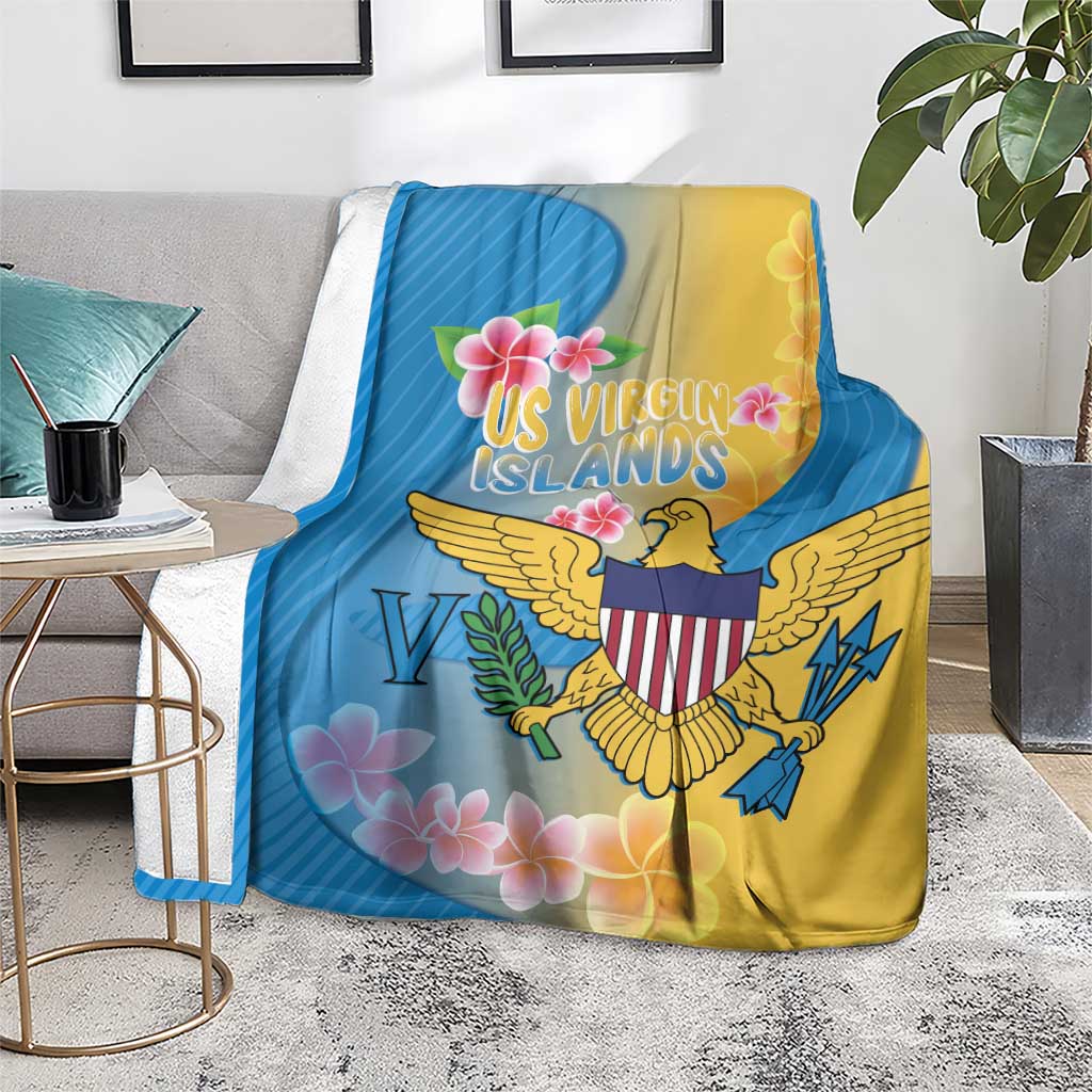 US Virgin Islands Blanket Coat of Arms Plumeria Curve Style - Wonder Print Shop