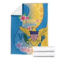 US Virgin Islands Blanket Coat of Arms Plumeria Curve Style - Wonder Print Shop
