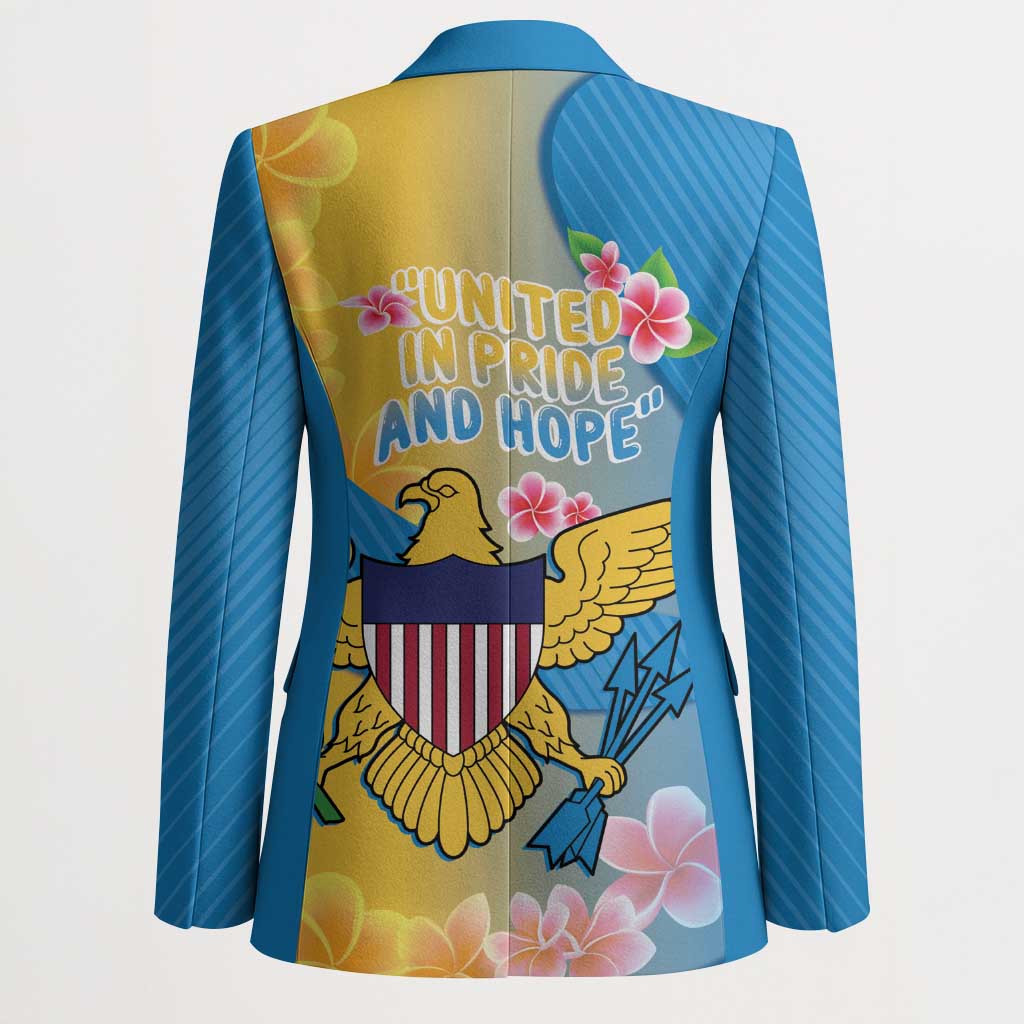US Virgin Islands Blazer Coat of Arms Plumeria Curve Style - Wonder Print Shop