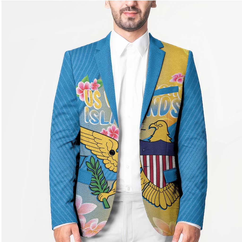 US Virgin Islands Blazer Coat of Arms Plumeria Curve Style - Wonder Print Shop