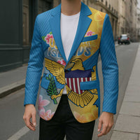 US Virgin Islands Blazer Coat of Arms Plumeria Curve Style - Wonder Print Shop