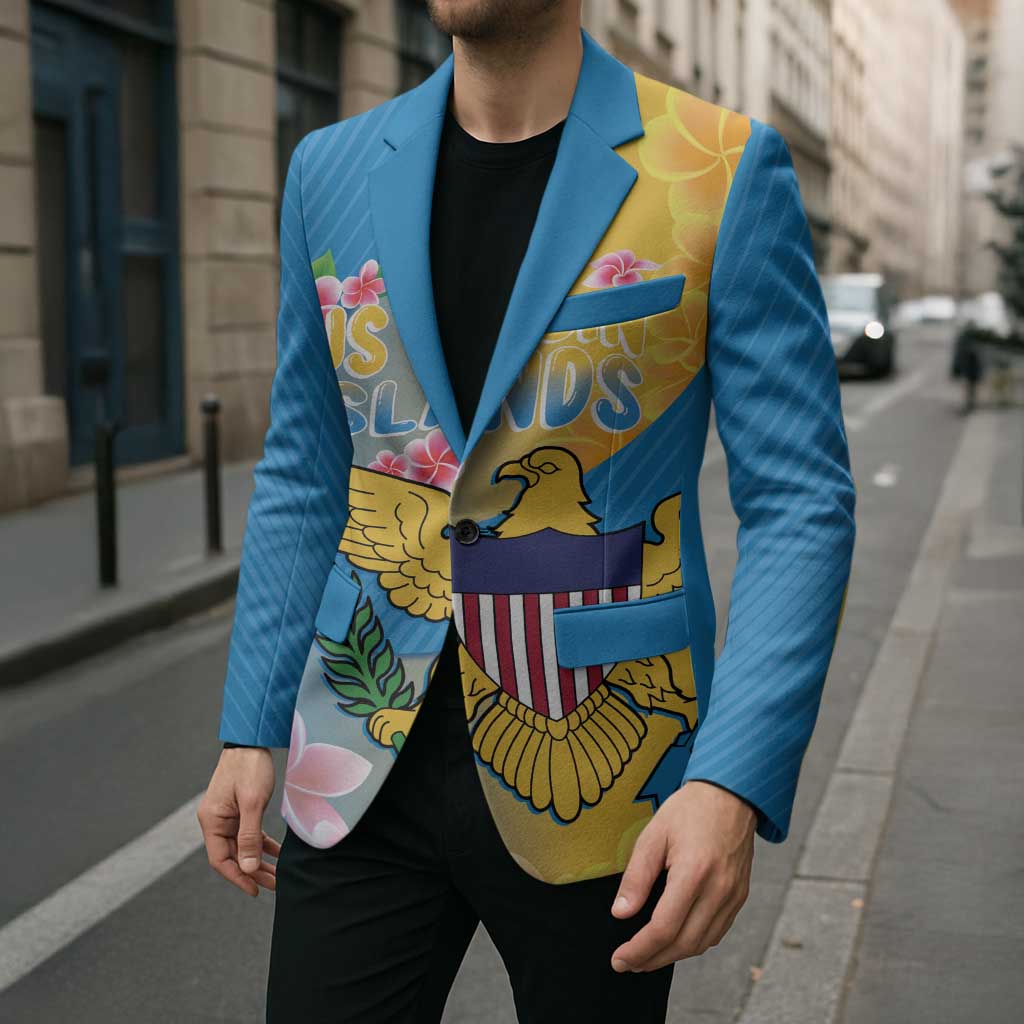 US Virgin Islands Blazer Coat of Arms Plumeria Curve Style - Wonder Print Shop