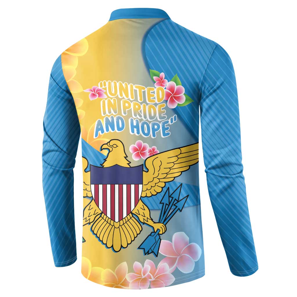 US Virgin Islands Button Sweatshirt Coat of Arms Plumeria Curve Style - Wonder Print Shop