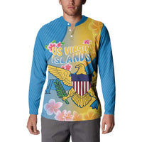 US Virgin Islands Button Sweatshirt Coat of Arms Plumeria Curve Style - Wonder Print Shop