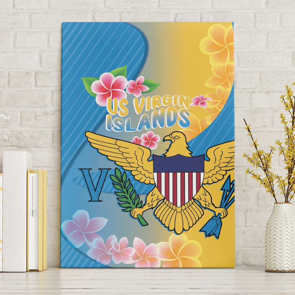 US Virgin Islands Canvas Wall Art Coat of Arms Plumeria Curve Style - Wonder Print Shop