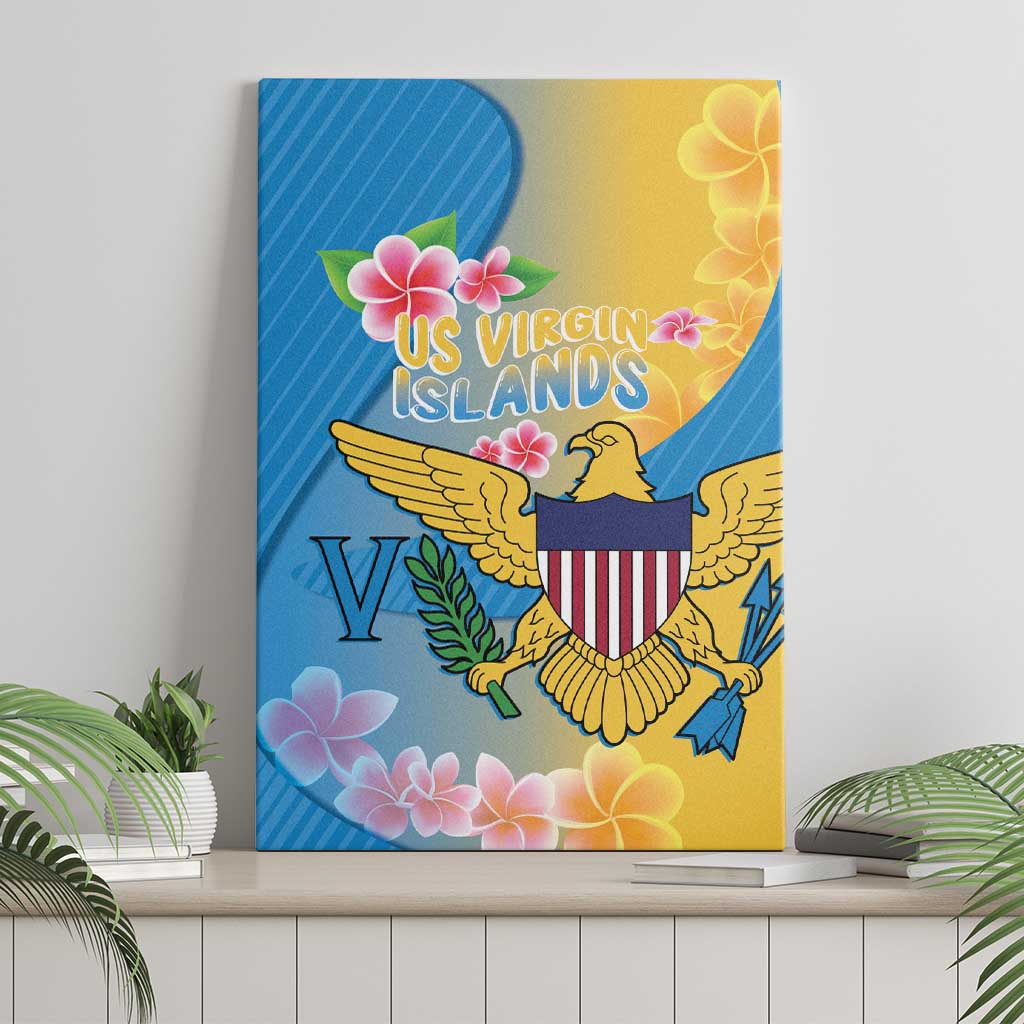 US Virgin Islands Canvas Wall Art Coat of Arms Plumeria Curve Style - Wonder Print Shop