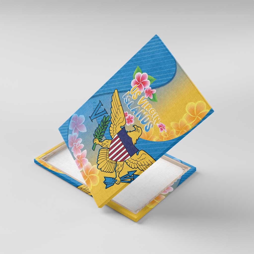 US Virgin Islands Canvas Wall Art Coat of Arms Plumeria Curve Style - Wonder Print Shop