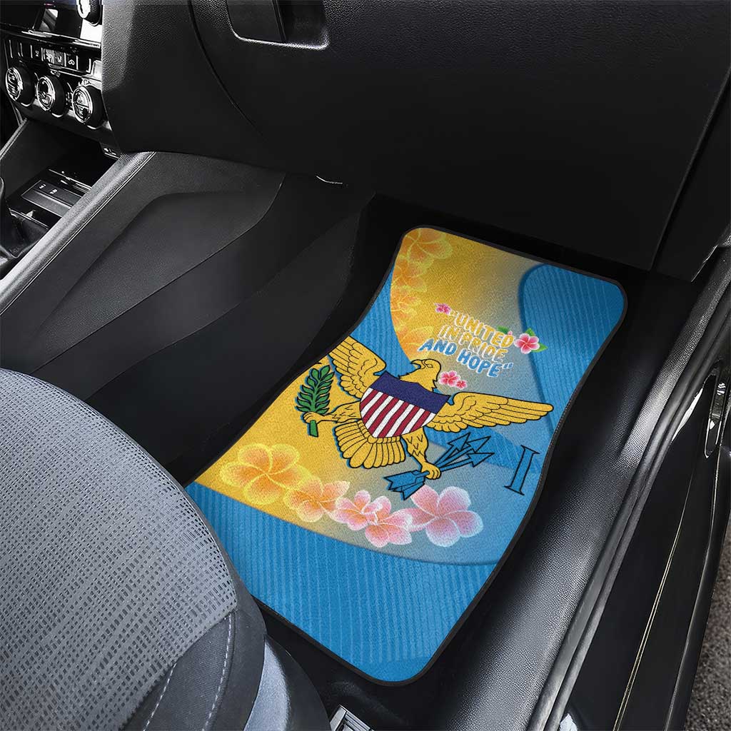 US Virgin Islands Car Mats Coat of Arms Plumeria Curve Style - Wonder Print Shop