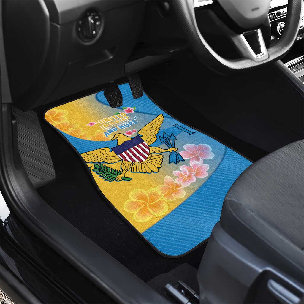 US Virgin Islands Car Mats Coat of Arms Plumeria Curve Style - Wonder Print Shop