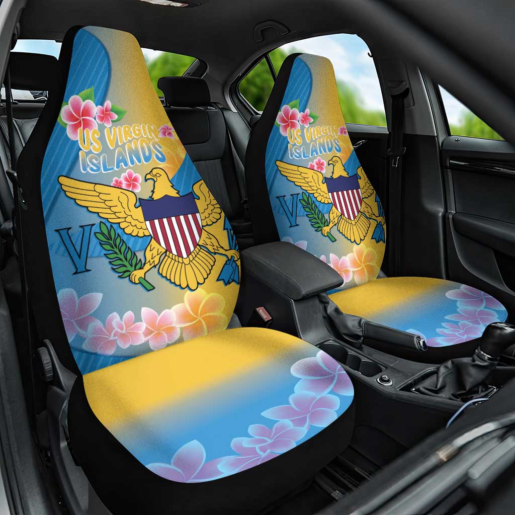 US Virgin Islands Car Seat Cover Coat of Arms Plumeria Curve Style - Wonder Print Shop