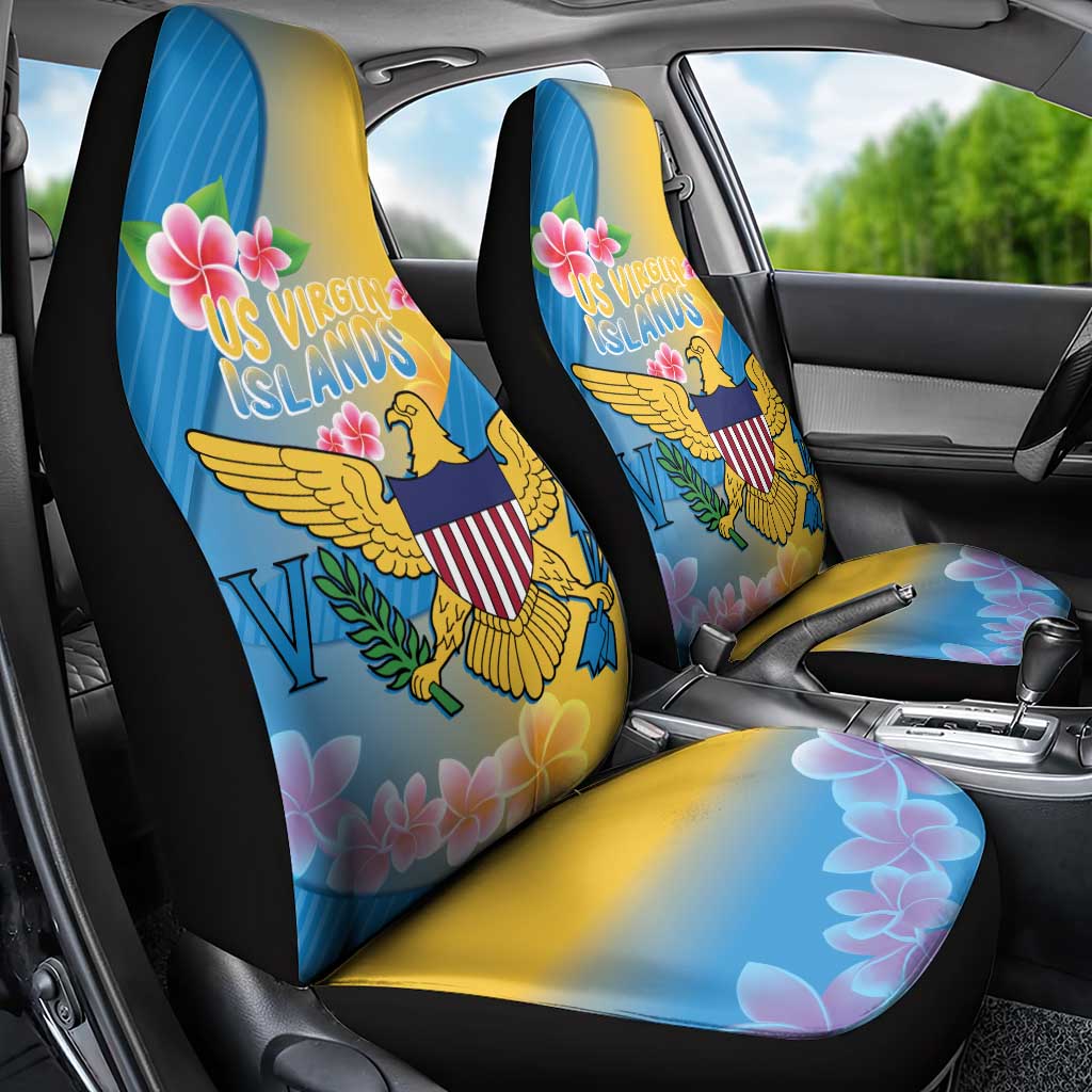 US Virgin Islands Car Seat Cover Coat of Arms Plumeria Curve Style - Wonder Print Shop