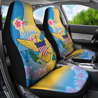 US Virgin Islands Car Seat Cover Coat of Arms Plumeria Curve Style - Wonder Print Shop