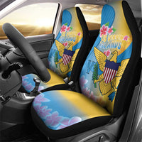 US Virgin Islands Car Seat Cover Coat of Arms Plumeria Curve Style - Wonder Print Shop