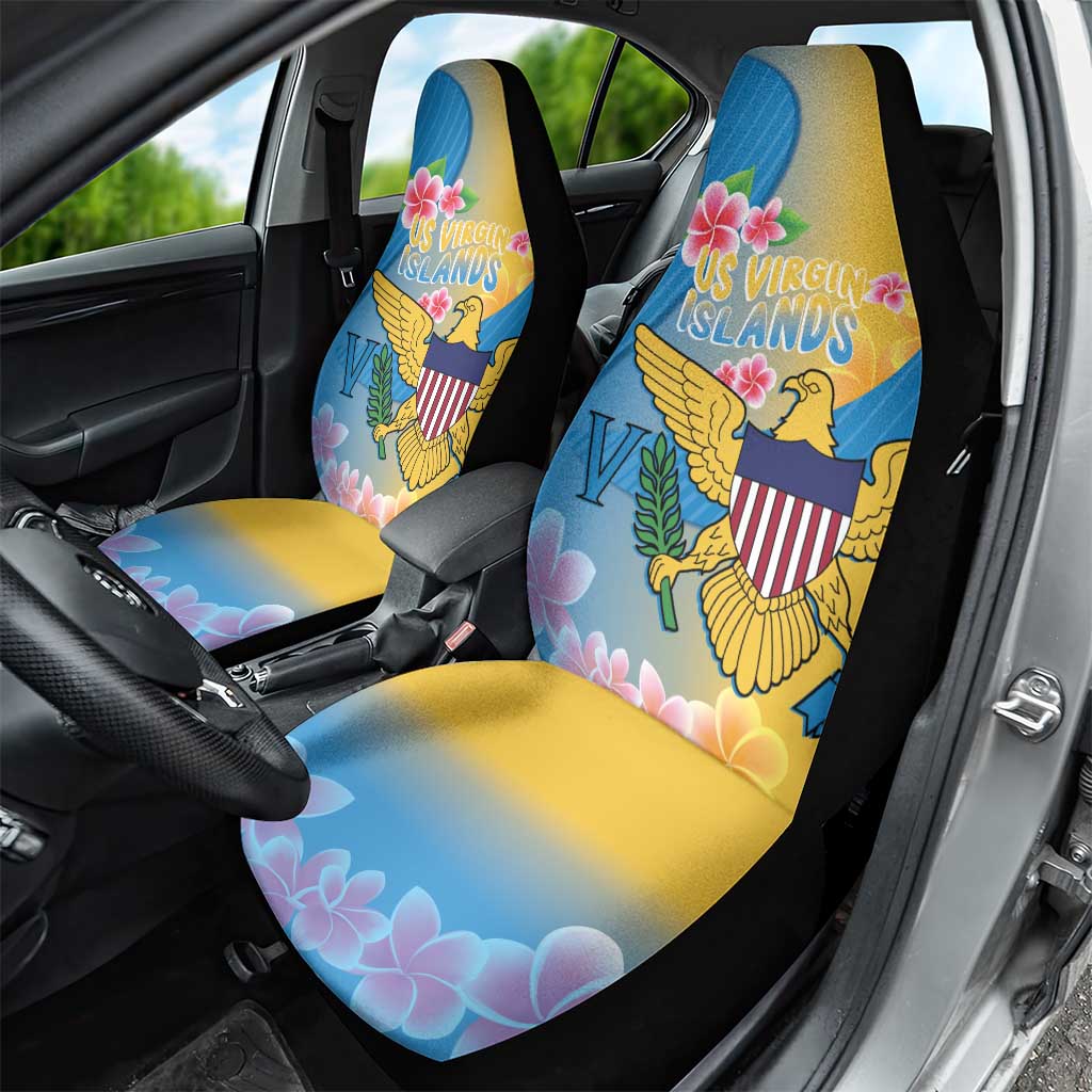 US Virgin Islands Car Seat Cover Coat of Arms Plumeria Curve Style - Wonder Print Shop
