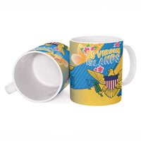 US Virgin Islands Ceramic Mug Coat of Arms Plumeria Curve Style - Wonder Print Shop
