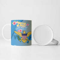 US Virgin Islands Ceramic Mug Coat of Arms Plumeria Curve Style - Wonder Print Shop