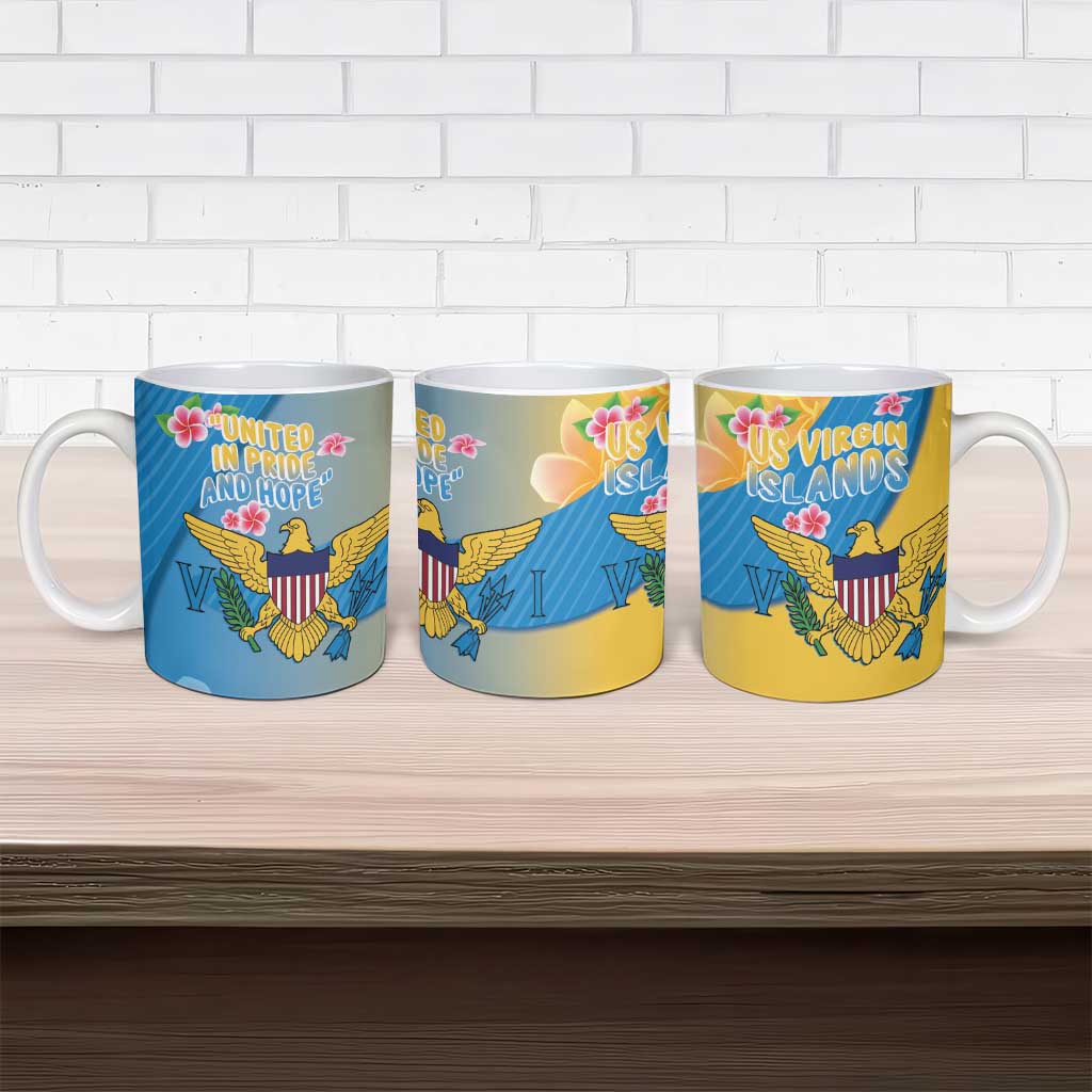 US Virgin Islands Ceramic Mug Coat of Arms Plumeria Curve Style - Wonder Print Shop