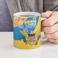 US Virgin Islands Ceramic Mug Coat of Arms Plumeria Curve Style - Wonder Print Shop