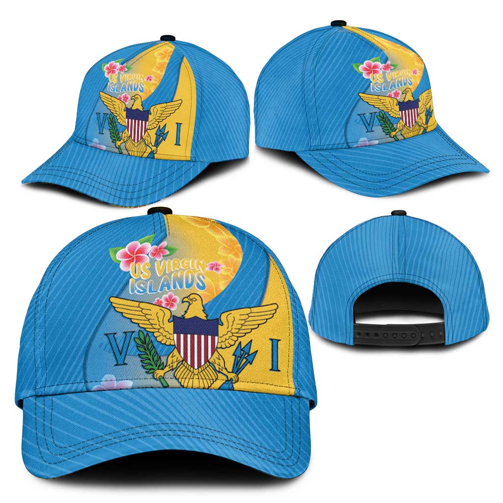 US Virgin Islands Classic Cap Coat of Arms Plumeria Curve Style - Wonder Print Shop