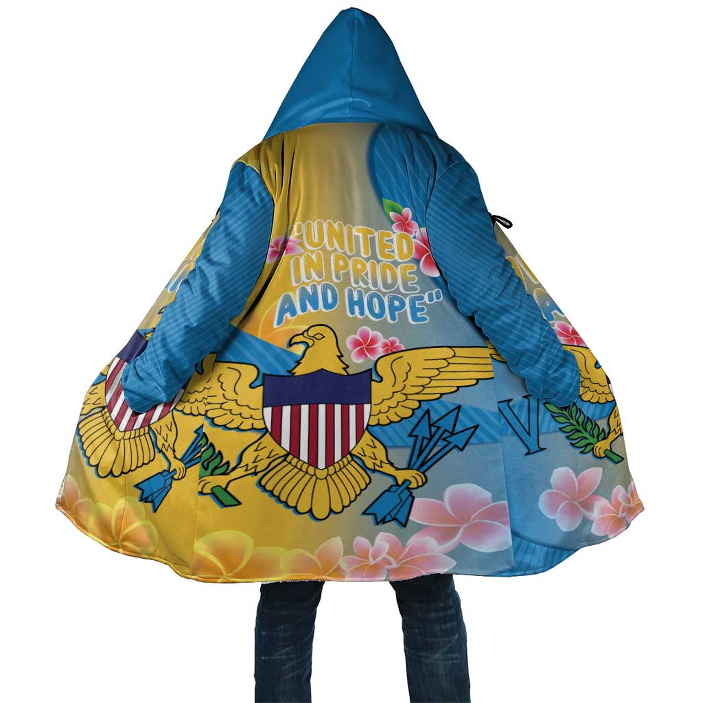 US Virgin Islands Cloak Coat of Arms Plumeria Curve Style - Wonder Print Shop