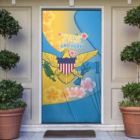 US Virgin Islands Door Cover Coat of Arms Plumeria Curve Style - Wonder Print Shop