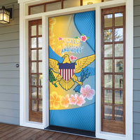 US Virgin Islands Door Cover Coat of Arms Plumeria Curve Style - Wonder Print Shop