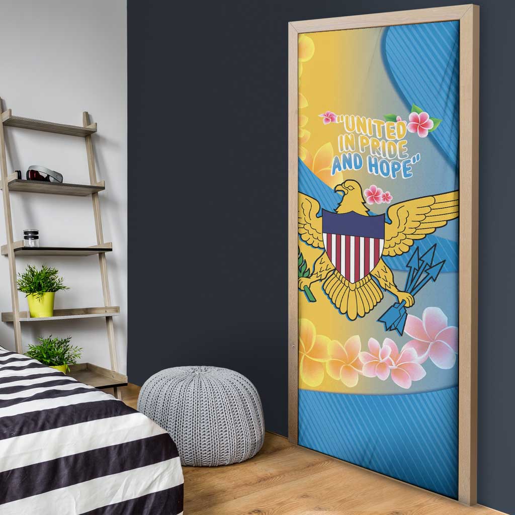 US Virgin Islands Door Cover Coat of Arms Plumeria Curve Style - Wonder Print Shop