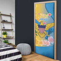 US Virgin Islands Door Cover Coat of Arms Plumeria Curve Style - Wonder Print Shop