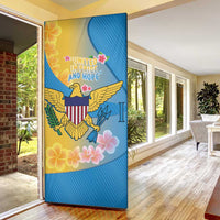 US Virgin Islands Door Cover Coat of Arms Plumeria Curve Style - Wonder Print Shop