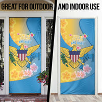 US Virgin Islands Door Cover Coat of Arms Plumeria Curve Style - Wonder Print Shop