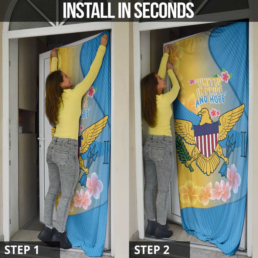 US Virgin Islands Door Cover Coat of Arms Plumeria Curve Style - Wonder Print Shop