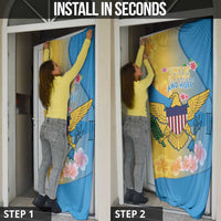 US Virgin Islands Door Cover Coat of Arms Plumeria Curve Style - Wonder Print Shop