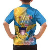 US Virgin Islands Family Matching Off Shoulder Maxi Dress and Hawaiian Shirt Coat of Arms Plumeria Curve Style - Wonder Print Shop
