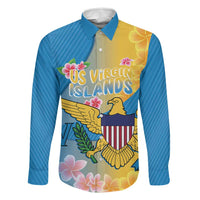 US Virgin Islands Family Matching Off Shoulder Maxi Dress and Hawaiian Shirt Coat of Arms Plumeria Curve Style - Wonder Print Shop