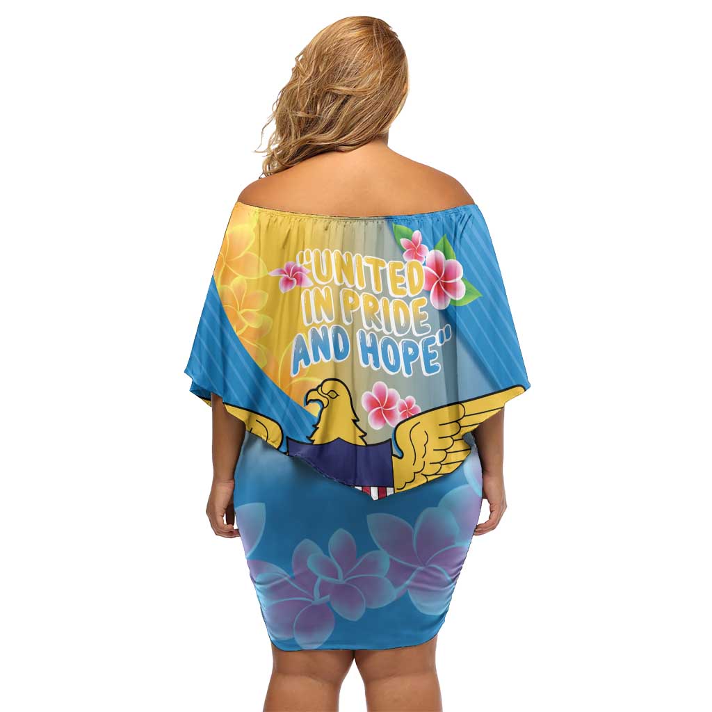 US Virgin Islands Family Matching Off Shoulder Short Dress and Hawaiian Shirt Coat of Arms Plumeria Curve Style - Wonder Print Shop