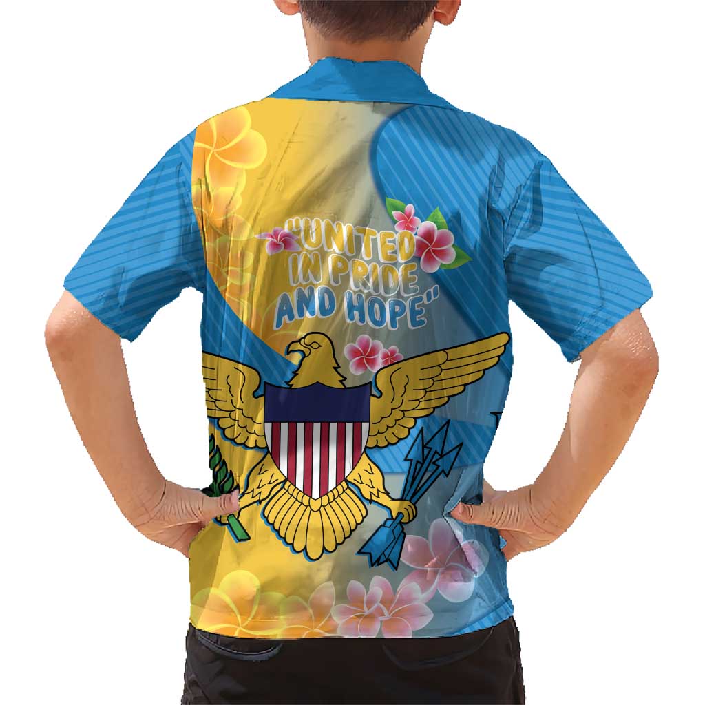 US Virgin Islands Family Matching Puletasi and Hawaiian Shirt Coat of Arms Plumeria Curve Style - Wonder Print Shop