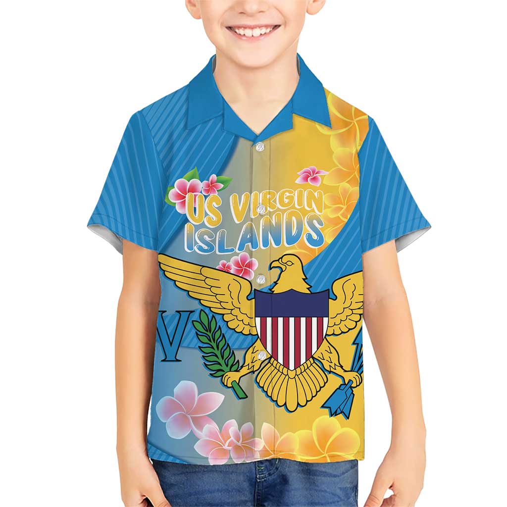 US Virgin Islands Family Matching Puletasi and Hawaiian Shirt Coat of Arms Plumeria Curve Style - Wonder Print Shop