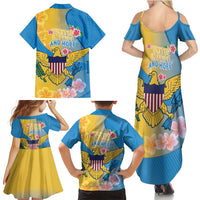 US Virgin Islands Family Matching Summer Maxi Dress and Hawaiian Shirt Coat of Arms Plumeria Curve Style - Wonder Print Shop