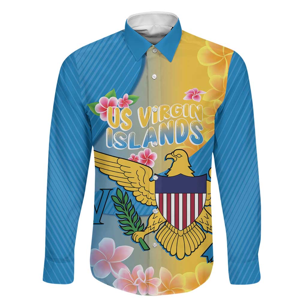 US Virgin Islands Family Matching Summer Maxi Dress and Hawaiian Shirt Coat of Arms Plumeria Curve Style - Wonder Print Shop