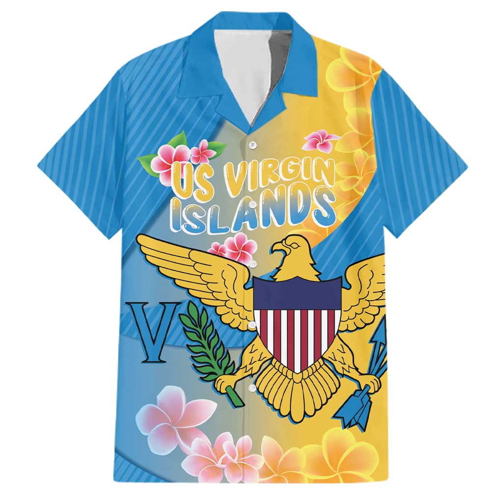 US Virgin Islands Family Matching Tank Maxi Dress and Hawaiian Shirt Coat of Arms Plumeria Curve Style - Wonder Print Shop