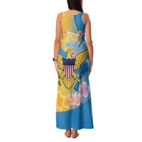 US Virgin Islands Family Matching Tank Maxi Dress and Hawaiian Shirt Coat of Arms Plumeria Curve Style - Wonder Print Shop