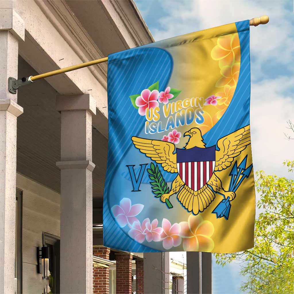 US Virgin Islands Garden Flag Coat of Arms Plumeria Curve Style - Wonder Print Shop