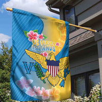 US Virgin Islands Garden Flag Coat of Arms Plumeria Curve Style - Wonder Print Shop