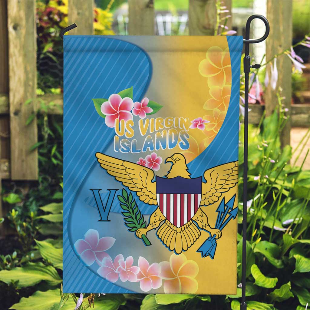US Virgin Islands Garden Flag Coat of Arms Plumeria Curve Style - Wonder Print Shop
