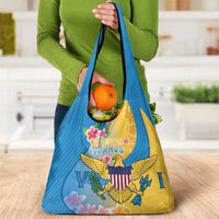 US Virgin Islands Grocery Bag Coat of Arms Plumeria Curve Style - Wonder Print Shop