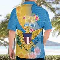 US Virgin Islands Hawaiian Shirt Coat of Arms Plumeria Curve Style - Wonder Print Shop